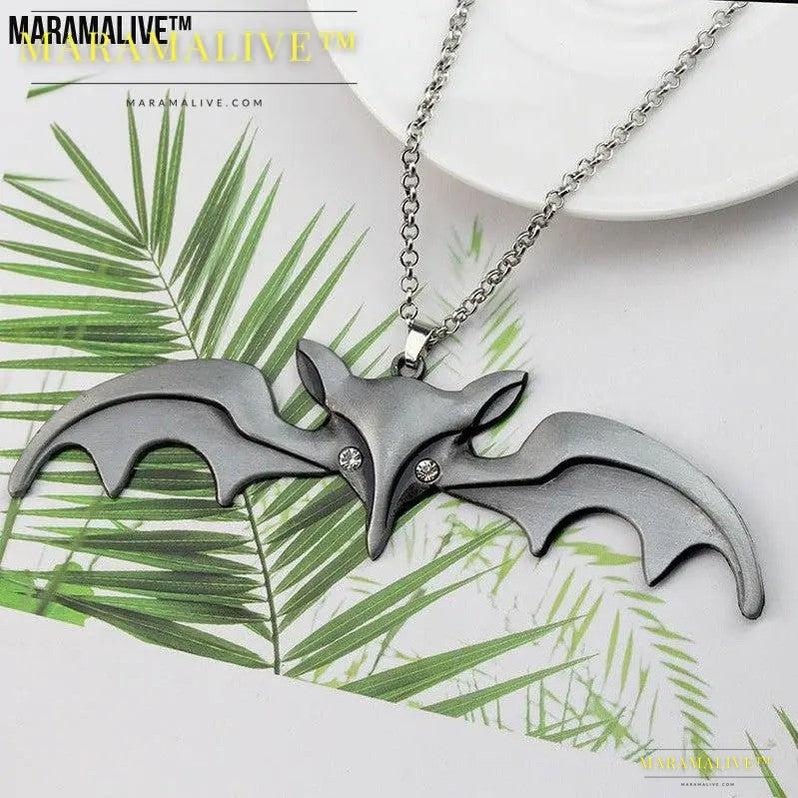 Halloween Animal Bat Wing Diamond Necklace