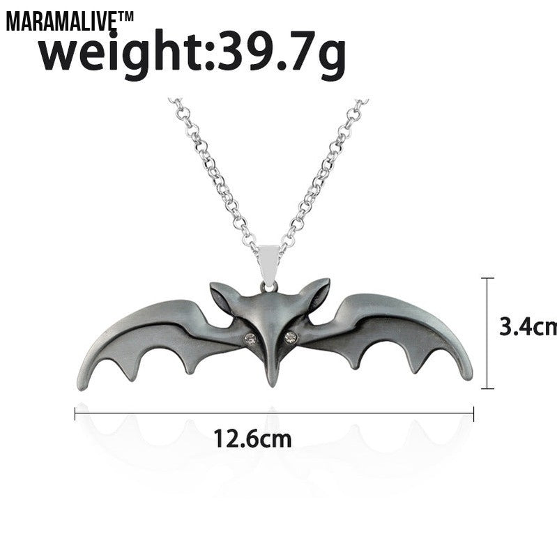 Halloween Animal Bat Wing Diamond Necklace