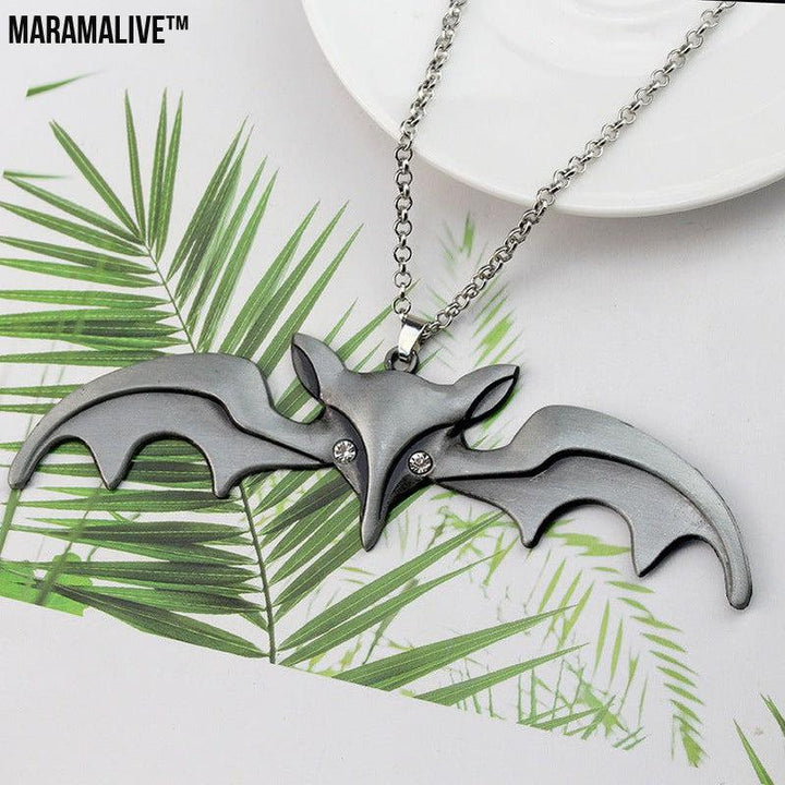 Halloween Animal Bat Wing Diamond Necklace