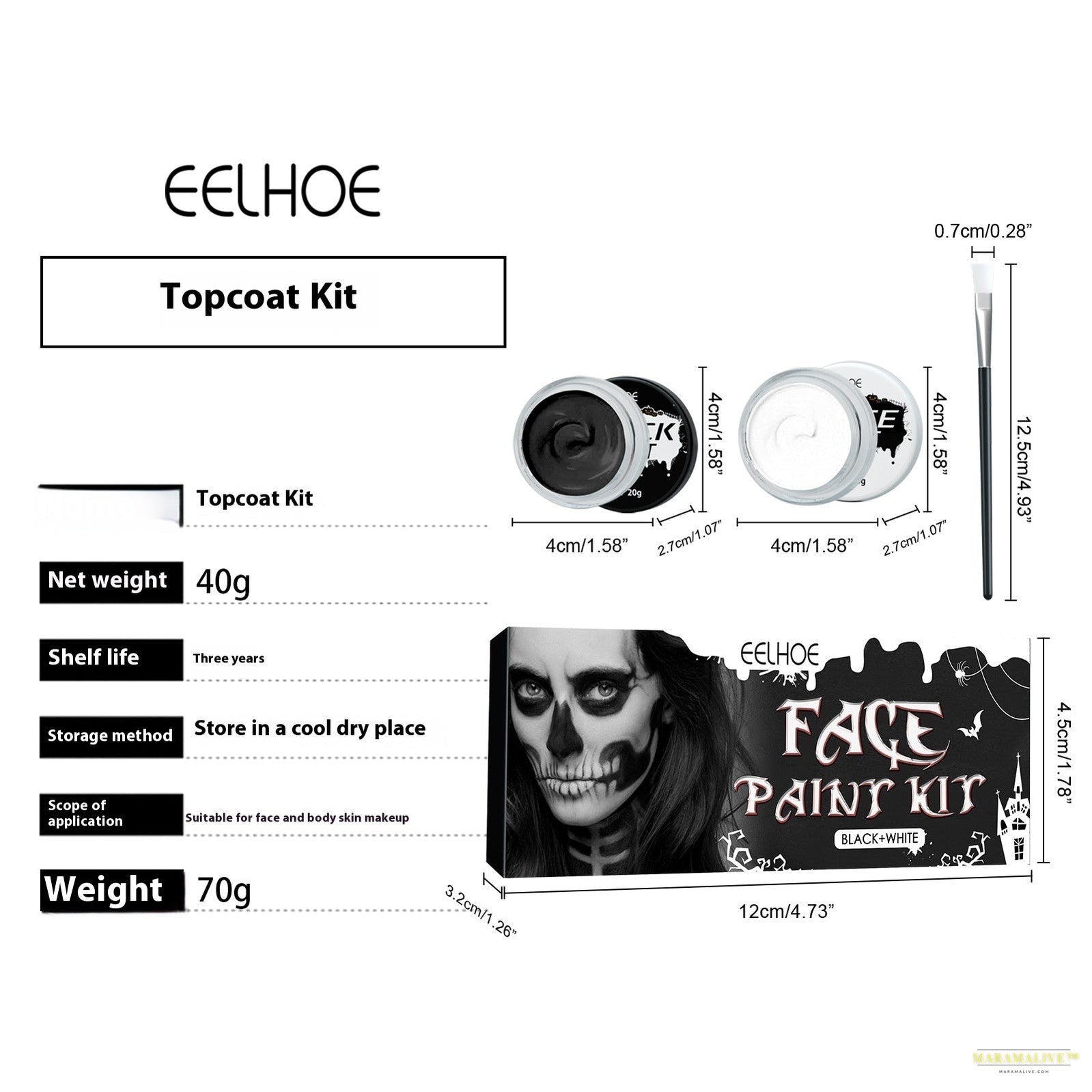 Halloween Black And White Body Painting Makeup Pigment