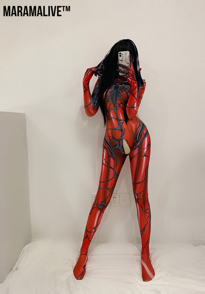 Halloween Cosplay Costume Female Zipper Crotch Sexy Lingerie Bodysuit