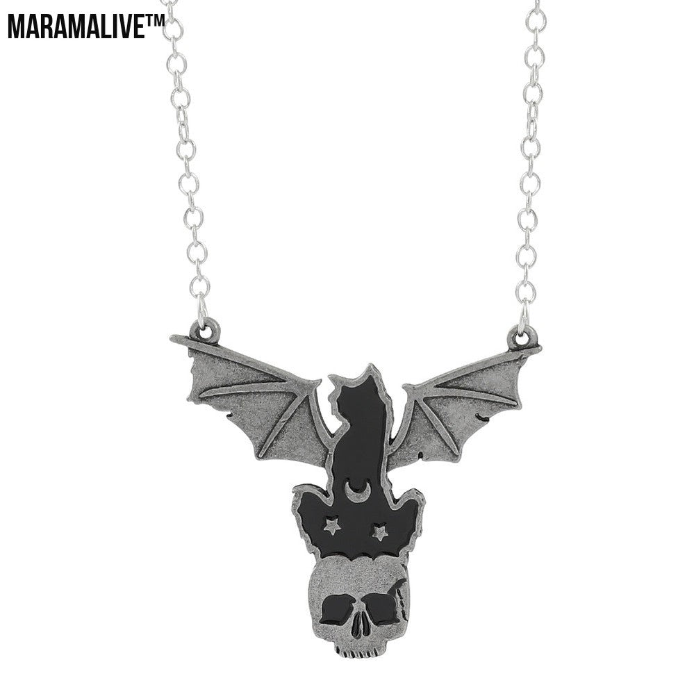 Halloween Dark Butterfly Skull Necklace