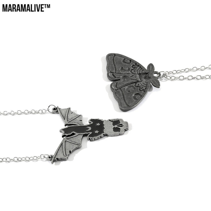 Halloween Dark Butterfly Skull Necklace