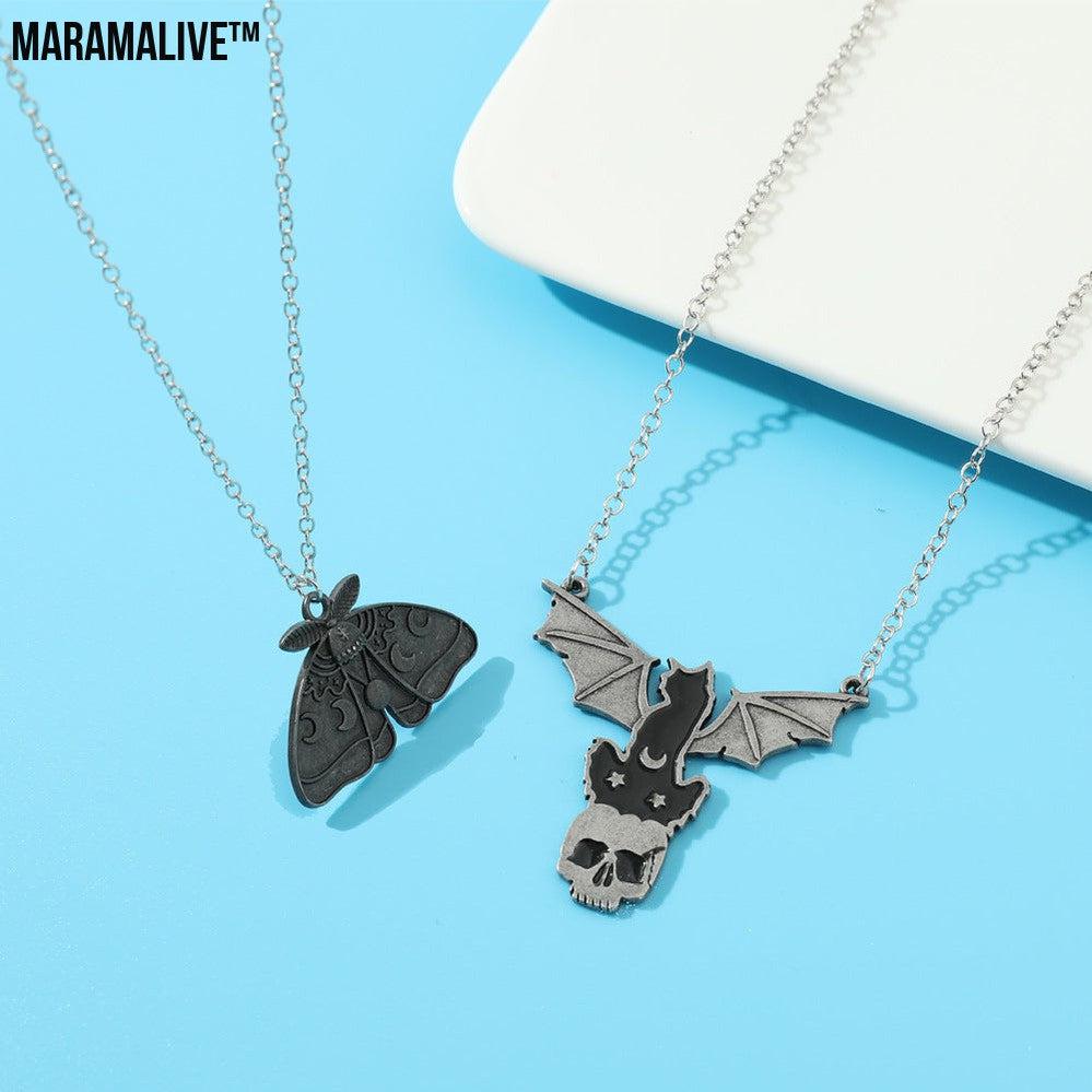 Halloween Dark Butterfly Skull Necklace