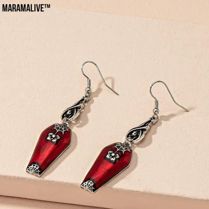 Halloween Earrings Ins Style Red Bat Spider Retro Earrings Jewelry