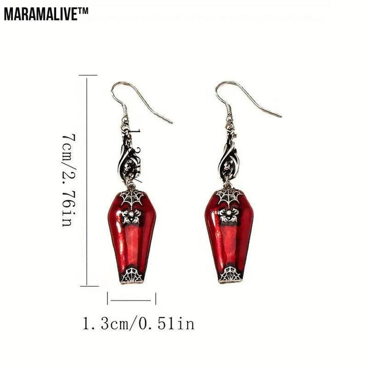 Halloween Earrings Ins Style Red Bat Spider Retro Earrings Jewelry