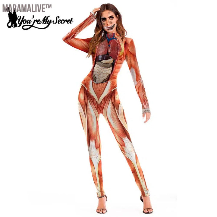 Halloween Ghost Festival Bodysuit Horror Skeleton Frame 3D Printed Catsuits Party Cosplay Jumpsuit Unisex