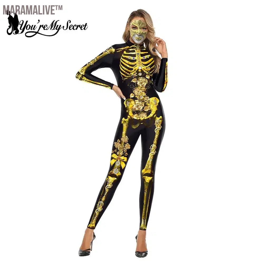 Halloween Ghost Festival Bodysuit Horror Skeleton Frame 3D Printed Catsuits Party Cosplay Jumpsuit Unisex