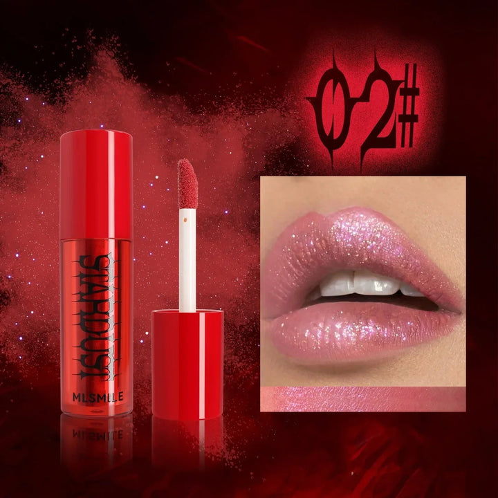 Halloween Gothic Mystery Lipstick: Matte Velvet Black & Dark Red Shimmer Lip Tint Non-Stick Cup Lasting Makeup