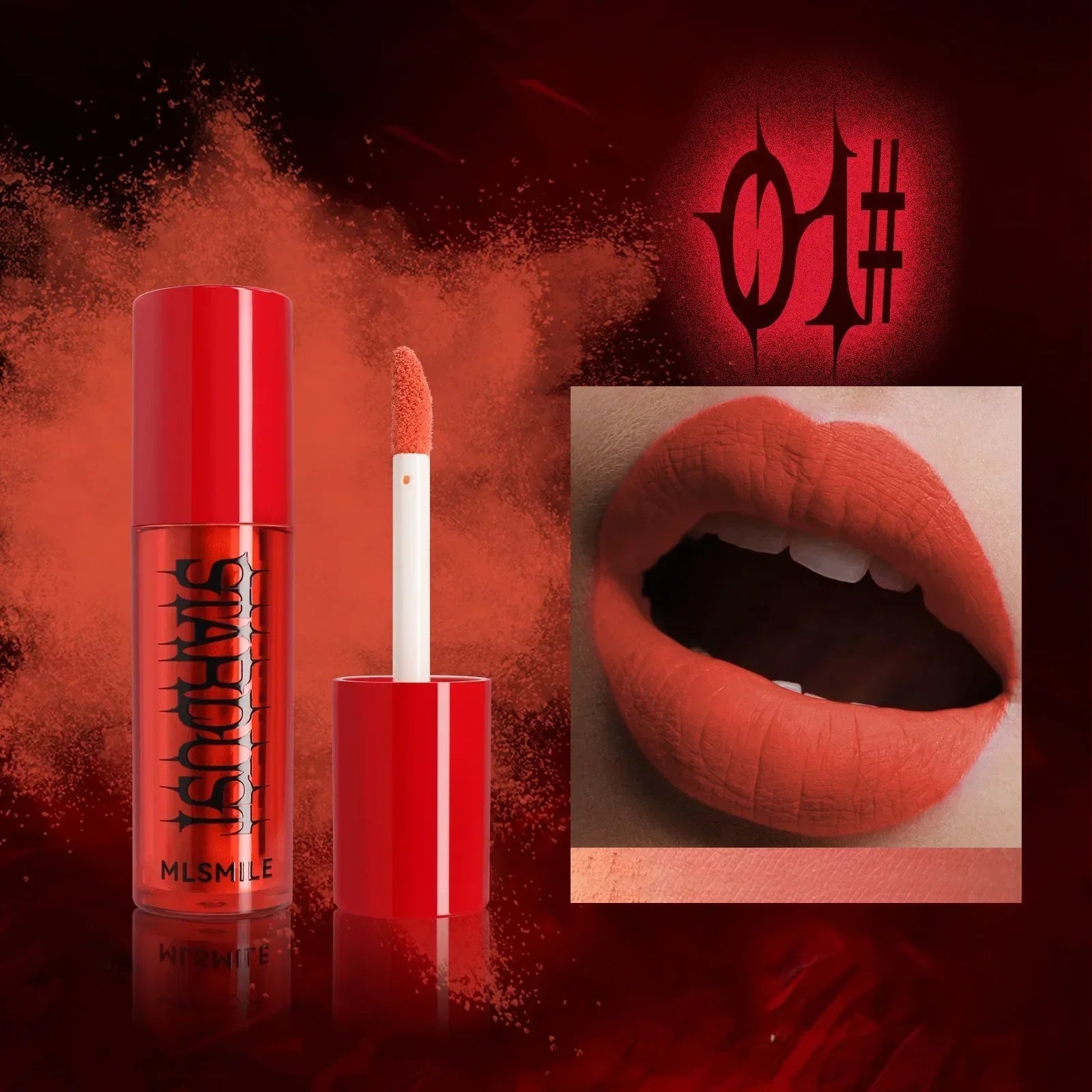 Halloween Gothic Mystery Lipstick: Matte Velvet Black & Dark Red Shimmer Lip Tint Non-Stick Cup Lasting Makeup