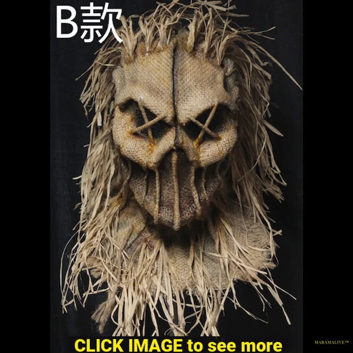 Halloween Mask Scarecrow Mask Horror Creative Costume Headgear Headwear for Halloween Masquerade Party Cosplay Scary Props