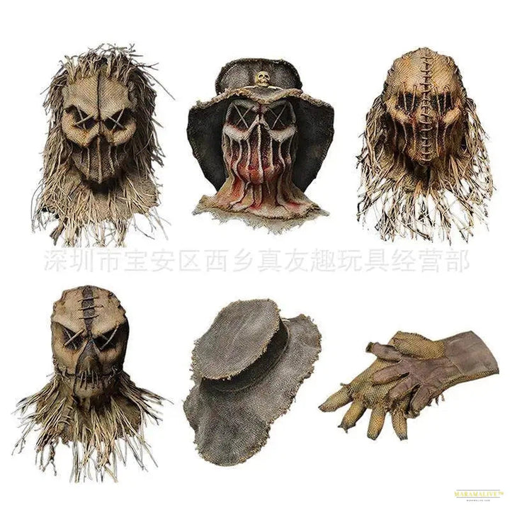 Halloween Mask Scarecrow Mask Horror Creative Costume Headgear Headwear for Halloween Masquerade Party Cosplay Scary Props