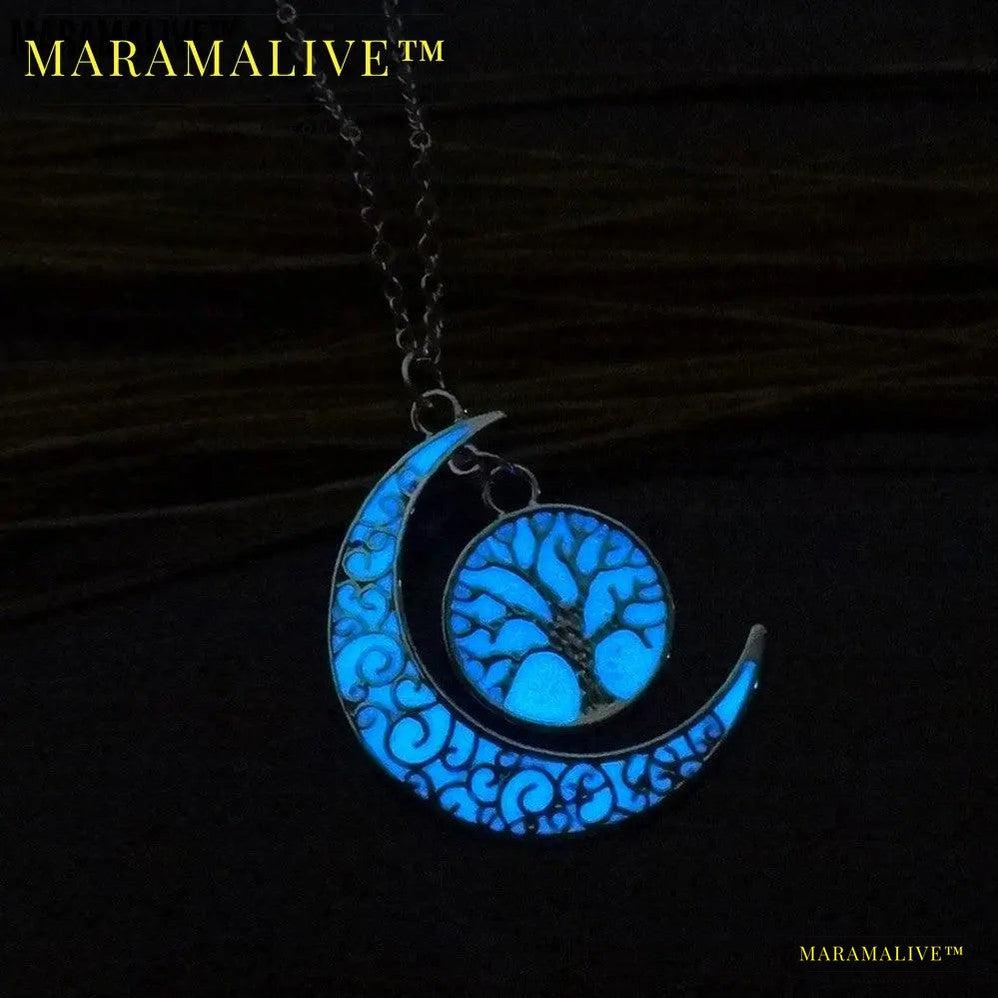 Halloween Multicolored Moonlit Tree Of Life Necklace