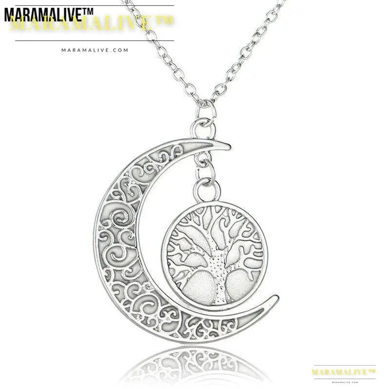 Halloween Multicolored Moonlit Tree Of Life Necklace