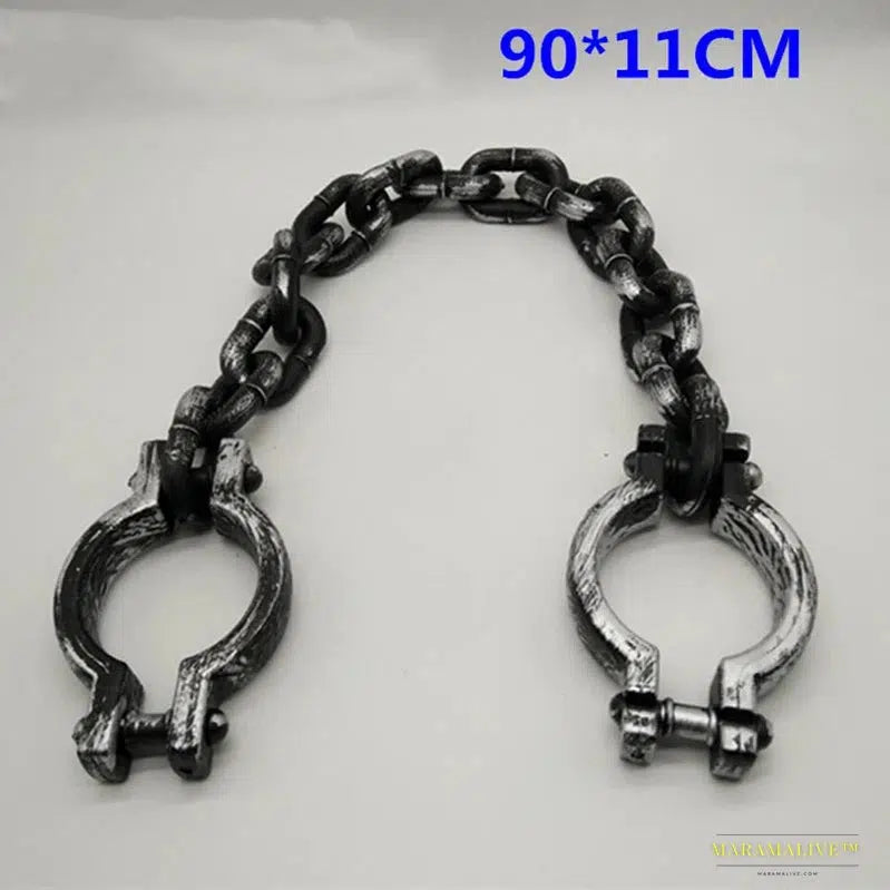 Halloween Performance Props: Dark Gothic Prisoner Handcuffs with Chain Links - Punk Trend