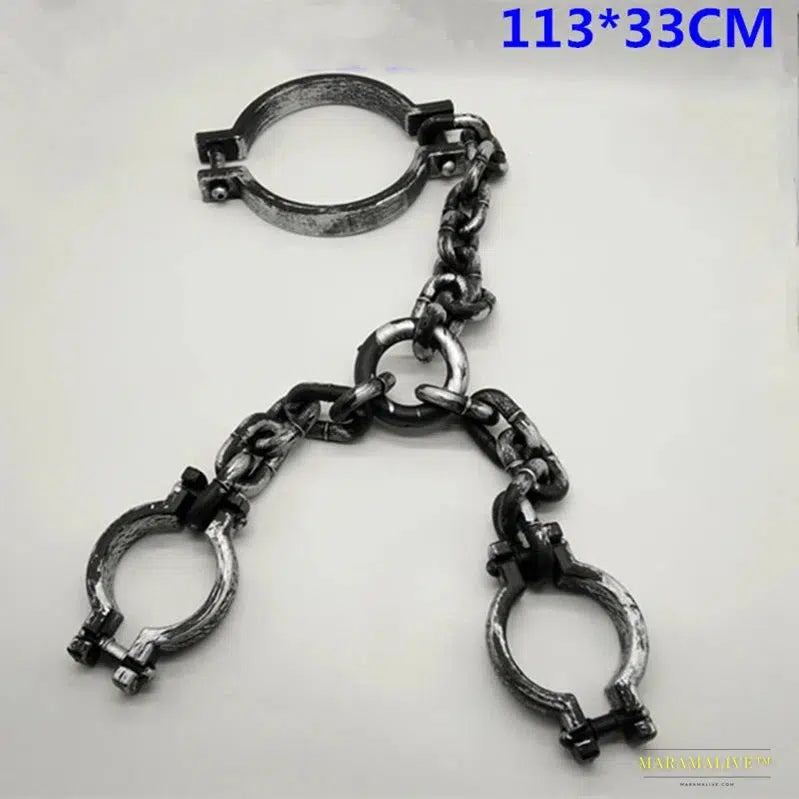 Halloween Performance Props: Dark Gothic Prisoner Handcuffs with Chain Links - Punk Trend