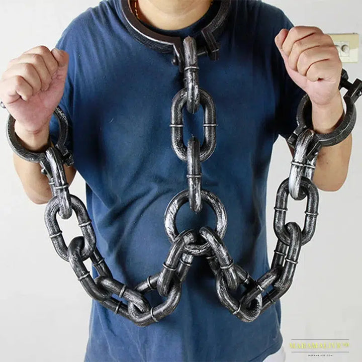 Halloween Performance Props: Dark Gothic Prisoner Handcuffs with Chain Links - Punk Trend