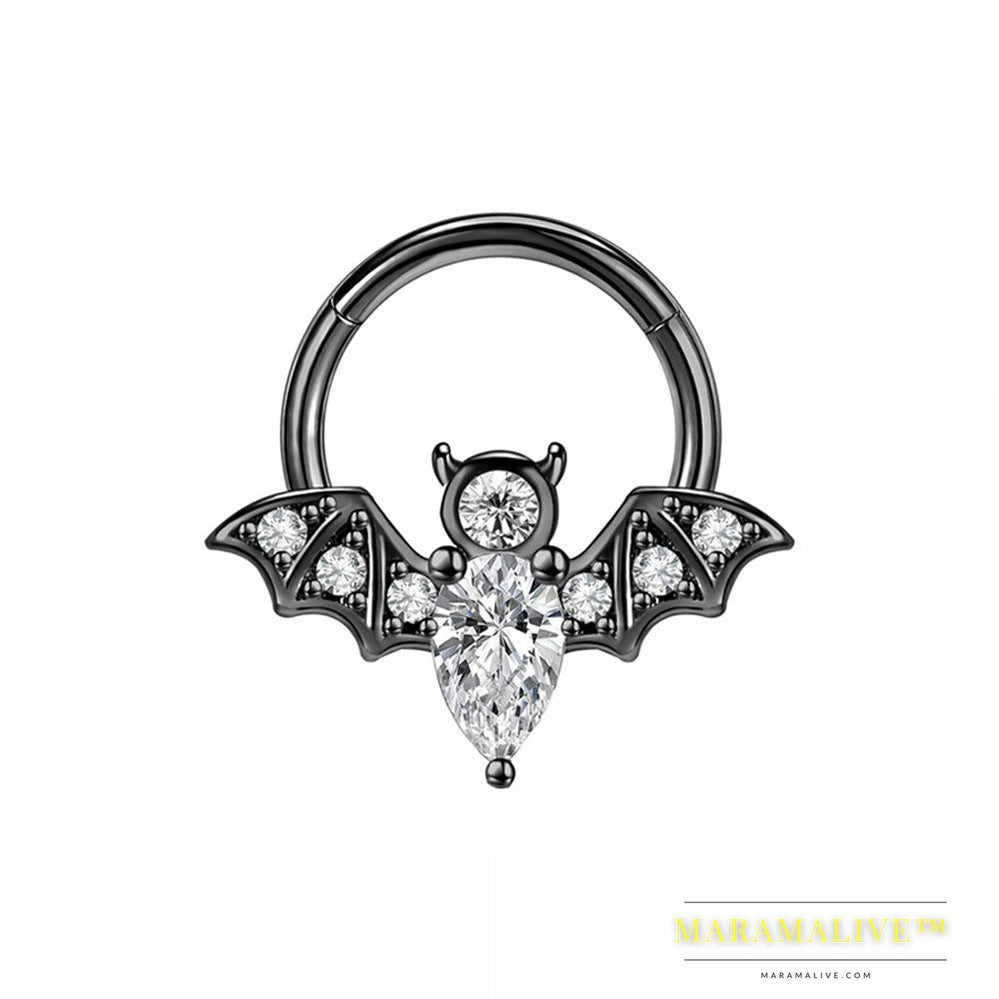 Halloween Punk Bat Nose Stud Ornament