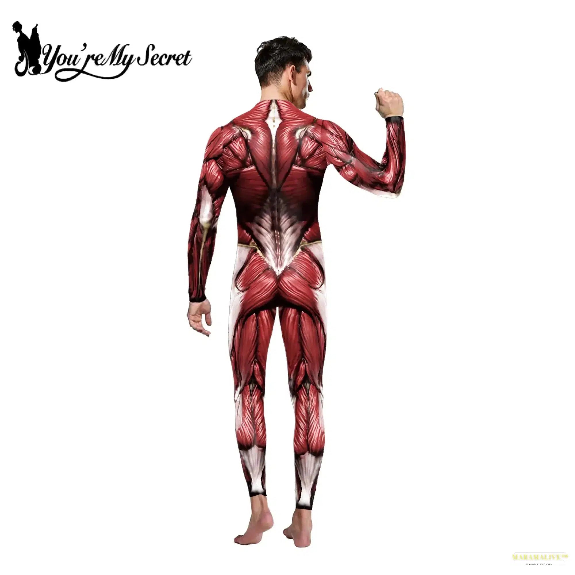 Halloween Scary Cosplay Women Men 3D Muscle Printed Jumpsuit Party Carnival Scary Costume Funny Slim Bodysuit