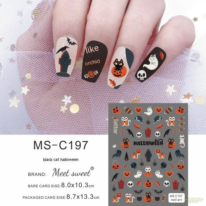 Halloween Skull Pumpkin Nail Sticker