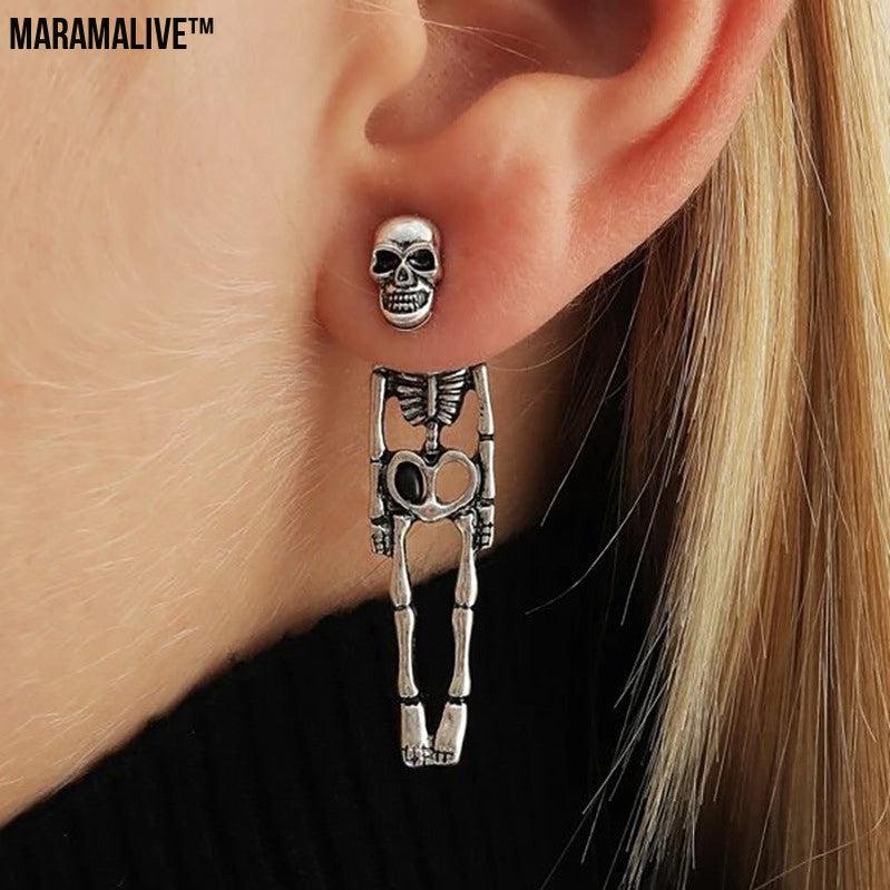 Halloween Skull Simulation Human Skeleton Detachable Stud Earrings