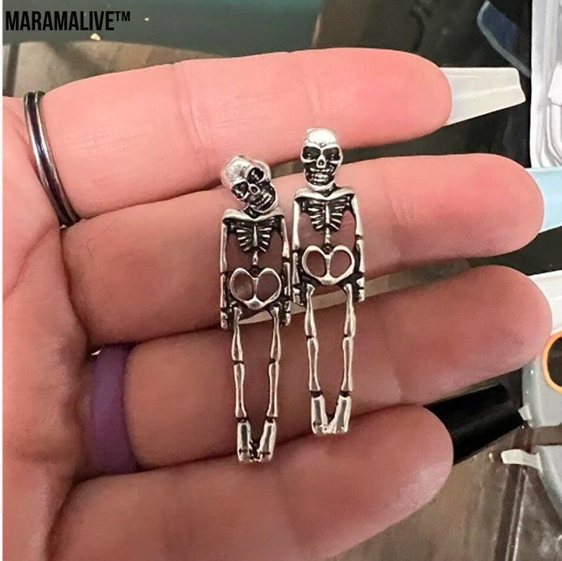 Halloween Skull Simulation Human Skeleton Detachable Stud Earrings