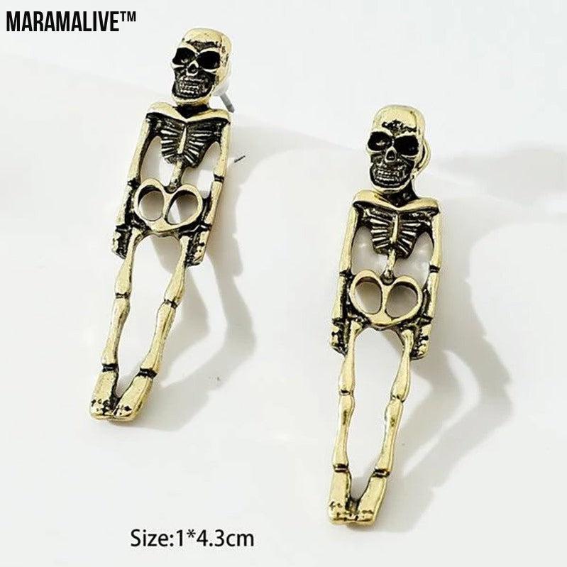 Halloween Skull Simulation Human Skeleton Detachable Stud Earrings