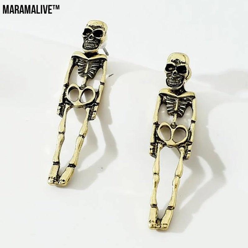 Halloween Skull Simulation Human Skeleton Detachable Stud Earrings