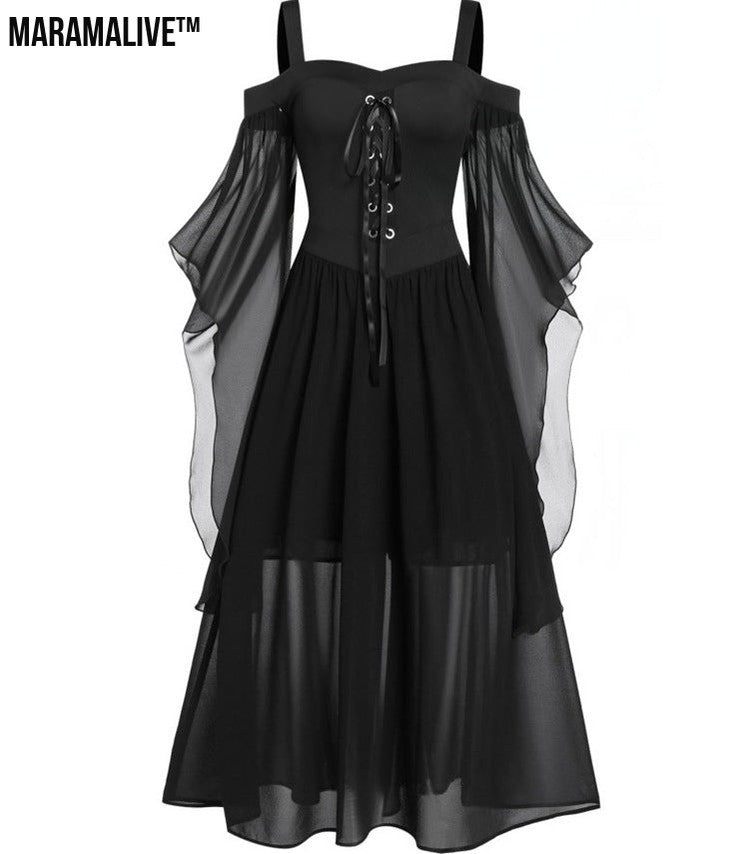 Halloween Witch Sling Strap And Big One Piece Dress