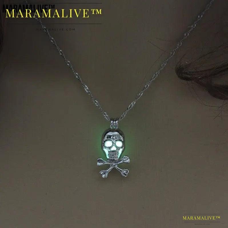 Halloween glow-in-the-dark skull necklace