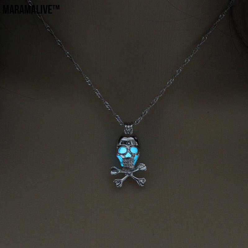 Halloween glow-in-the-dark skull necklace