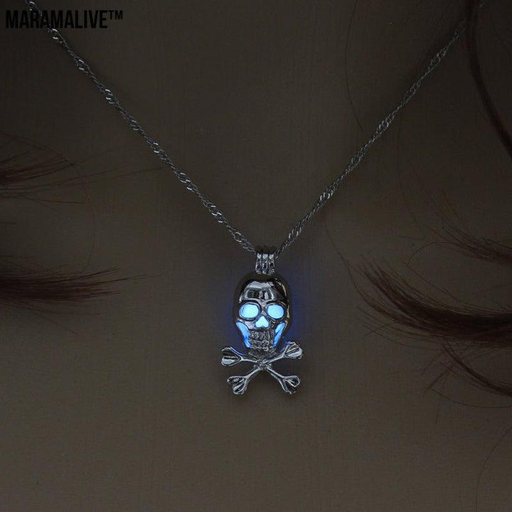 Halloween glow-in-the-dark skull necklace