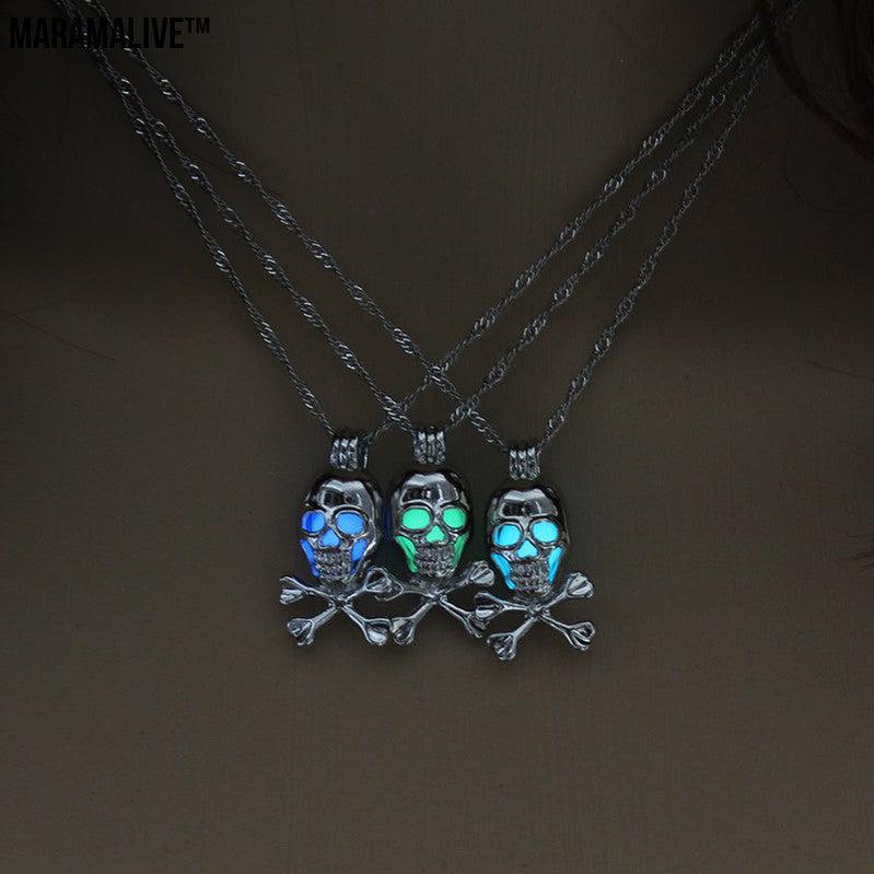 Halloween glow-in-the-dark skull necklace