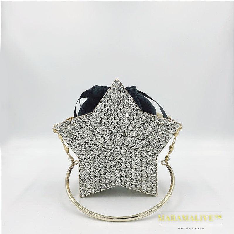 Hand-held Diamond-studded Star Dinner Clutch