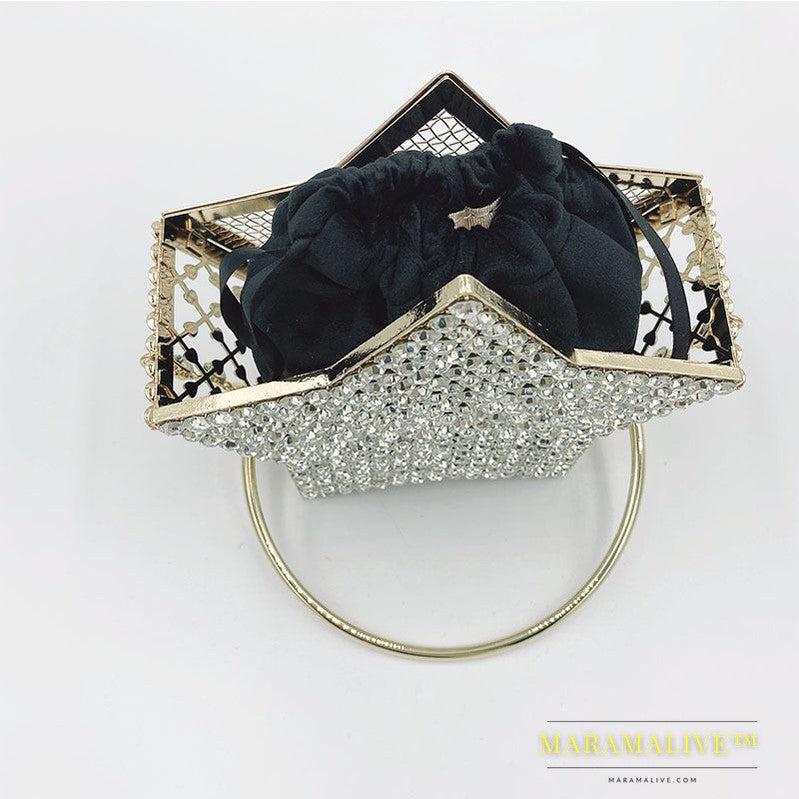 Hand-held Diamond-studded Star Dinner Clutch