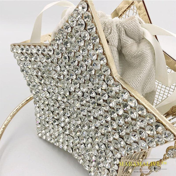 Hand-held Diamond-studded Star Dinner Clutch