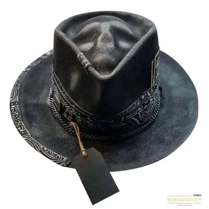 Handcrafted Gothic Halloween Cowboy Hat with Unique Skull Detailing - Trendy Western Headgear