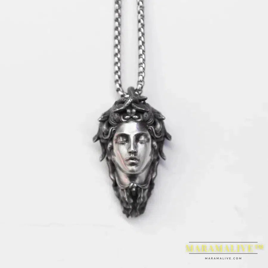 Handcrafted Sterling Silver Medusa s925 Silver Necklace Ancient Greek Myth Snake Woman Pendant Featured Pendant