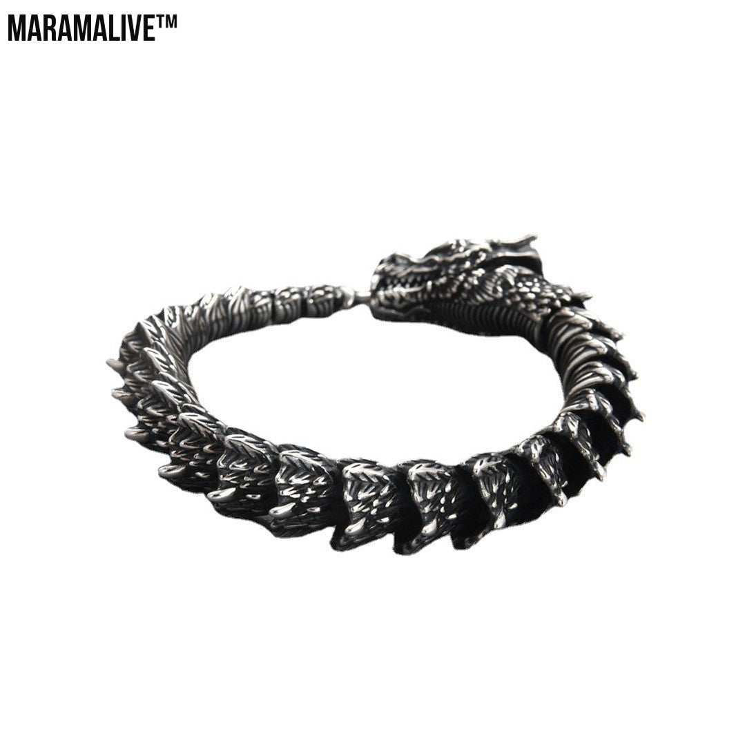 Handmade Retro Domineering Dragon Head Bracelet Men