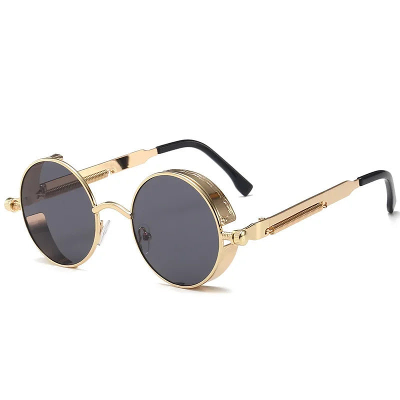 Handmade Steampunk Round Metal Sunglasses - Unique Retro Design for High-Spirited Fashionistas