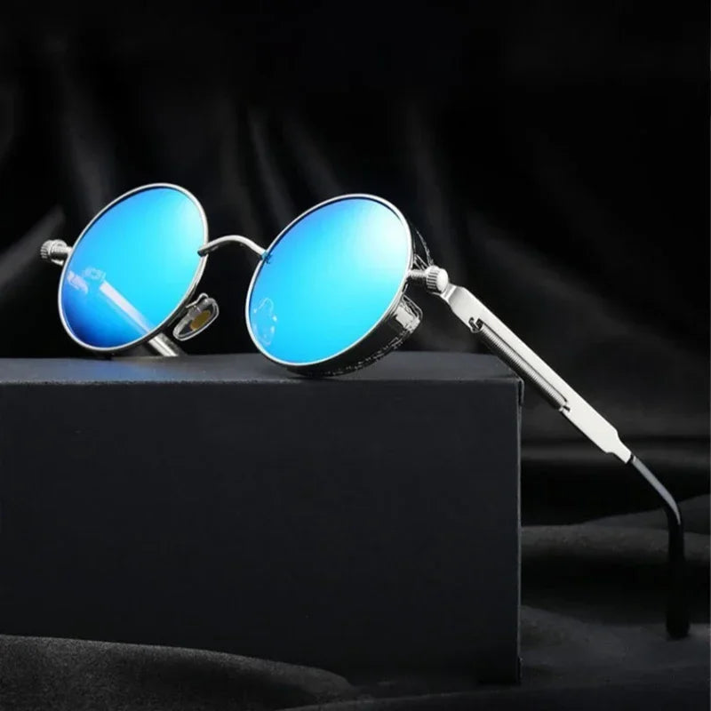 Handmade Steampunk Round Metal Sunglasses - Unique Retro Design for High-Spirited Fashionistas