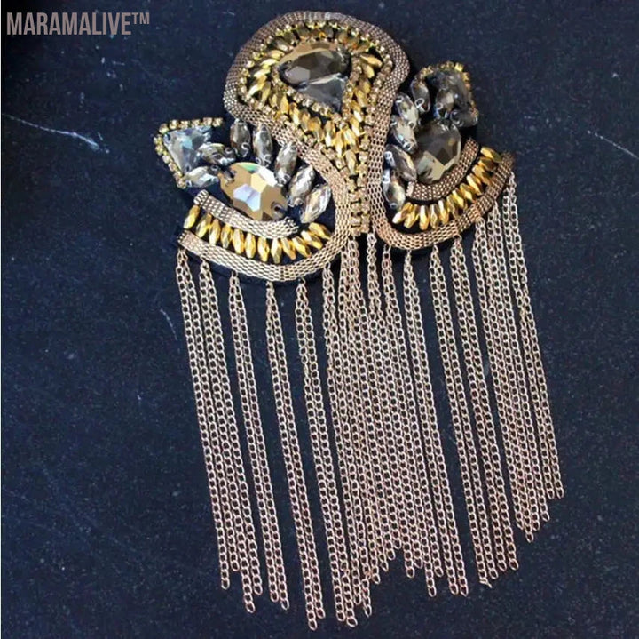 Handmade epaulette jewelry tassel big shoulder brooch epaulet /epaulettes spikes/ blazer accessories/pin