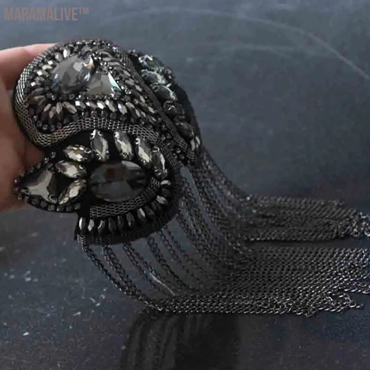 Handmade epaulette jewelry tassel big shoulder brooch epaulet /epaulettes spikes/ blazer accessories/pin