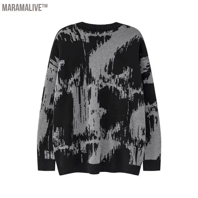 Harajuku Neutral Style Pullover Knitted Dark Sweaters for Women Autumn Popular Trendy Brand Round Neck Loose Sweaters Female