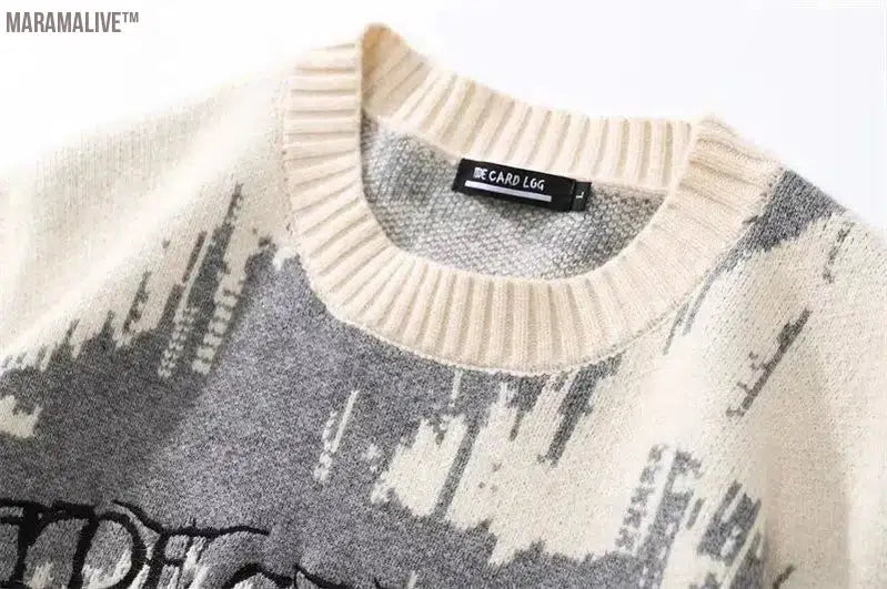 Harajuku Neutral Style Pullover Knitted Dark Sweaters for Women Autumn Popular Trendy Brand Round Neck Loose Sweaters Female