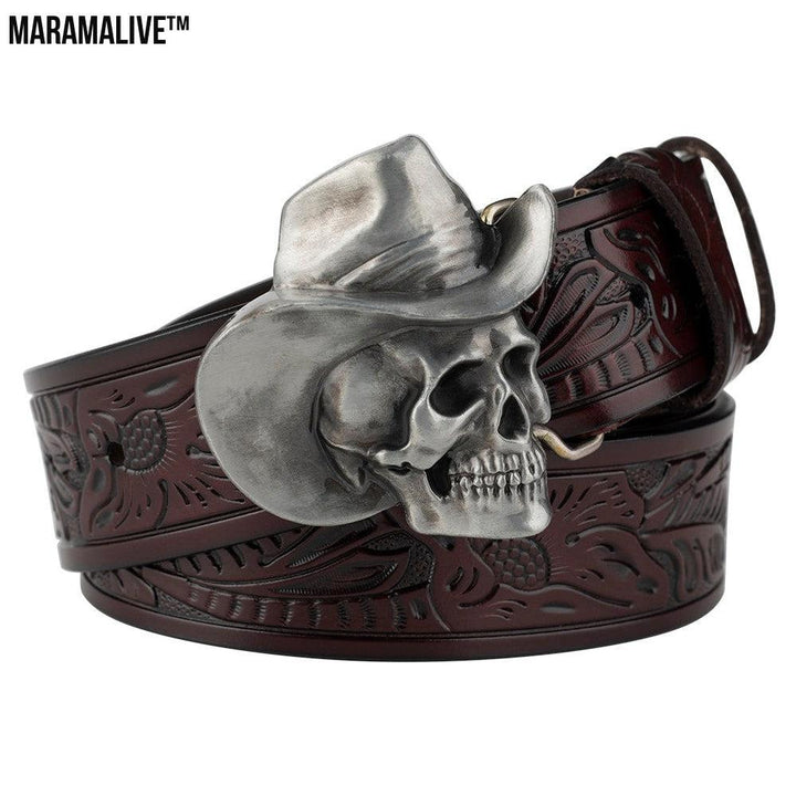 Hat Skull Alloy Belt Buckle Flower