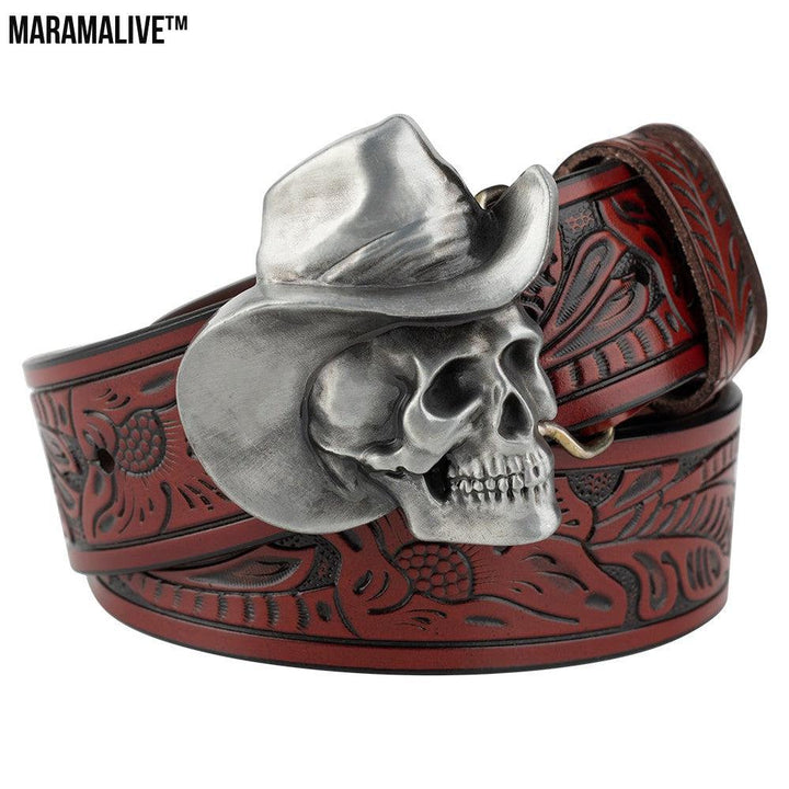 Hat Skull Alloy Belt Buckle Flower