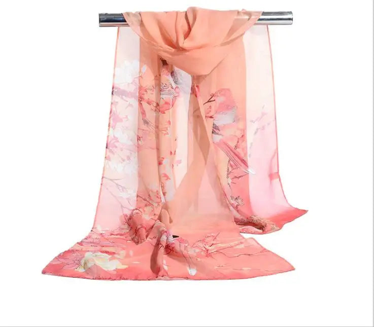 Floral scarf with UV protection gift. orange