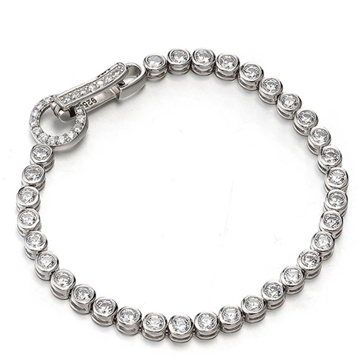 Sterling silver moissanite gemstone bracelet.