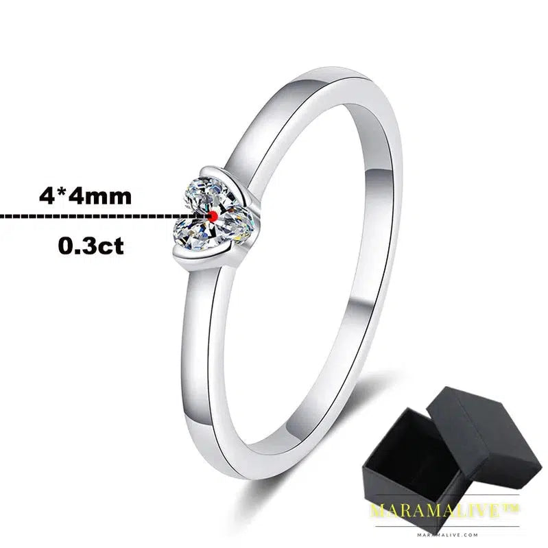 Heart Cut Moissanite Engagement Rings for Women Classic Wedding Band 925 Sterling Silver Plated PT950 Birthday Gift